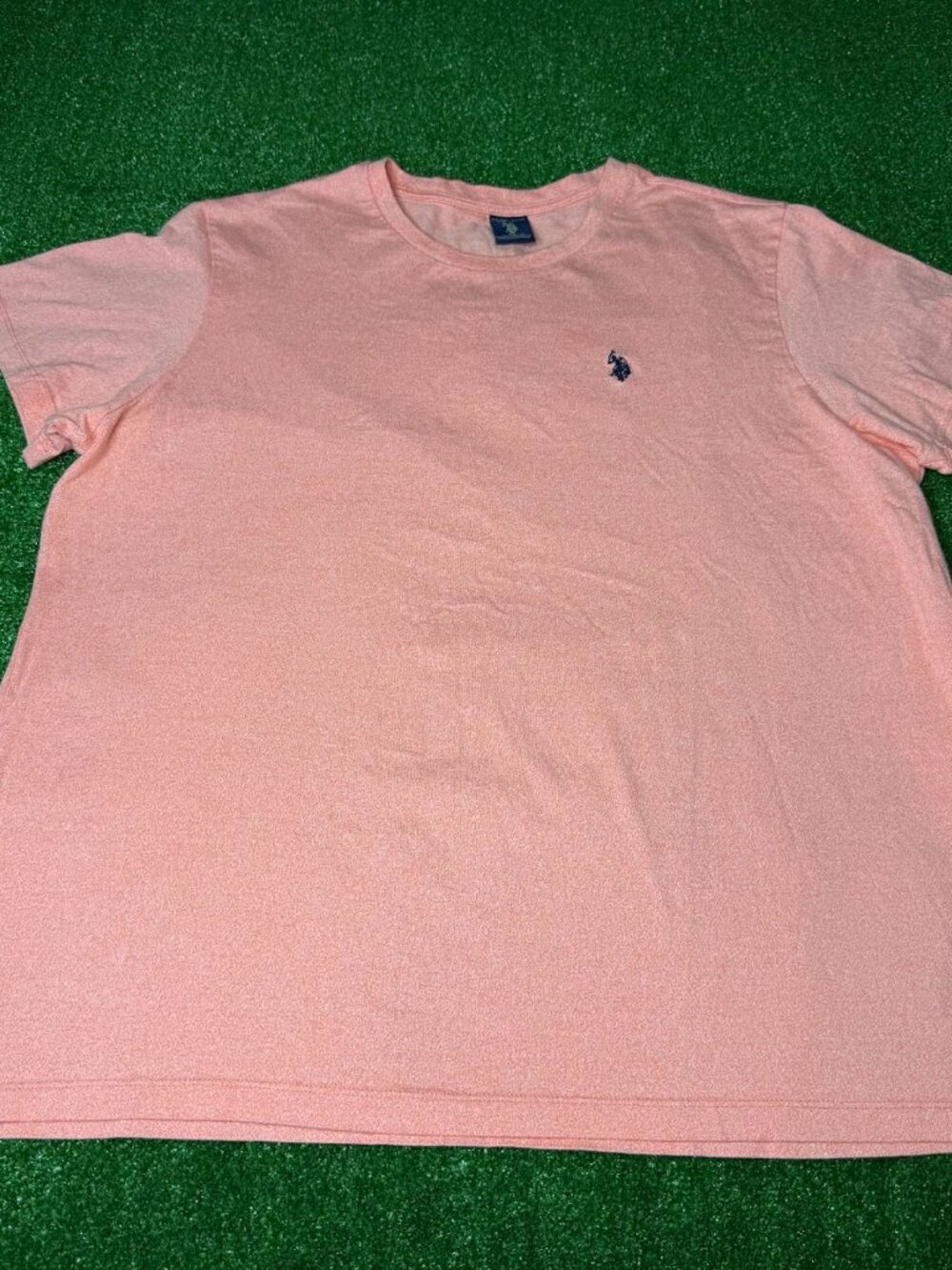 U.S. Polo Assn. Men's XL Heather Pink Salmon Crewneck Logo T-Shirt Short Sleeve